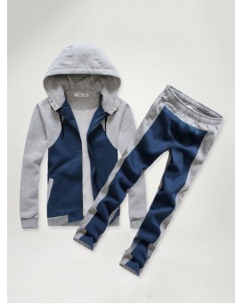 Color Block Casual Pocket Hooded Suit