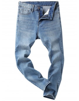 Zipper Button Denim Pocket Jeans