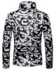 Floral Print Mens High Collar Mens Casual Sweaters